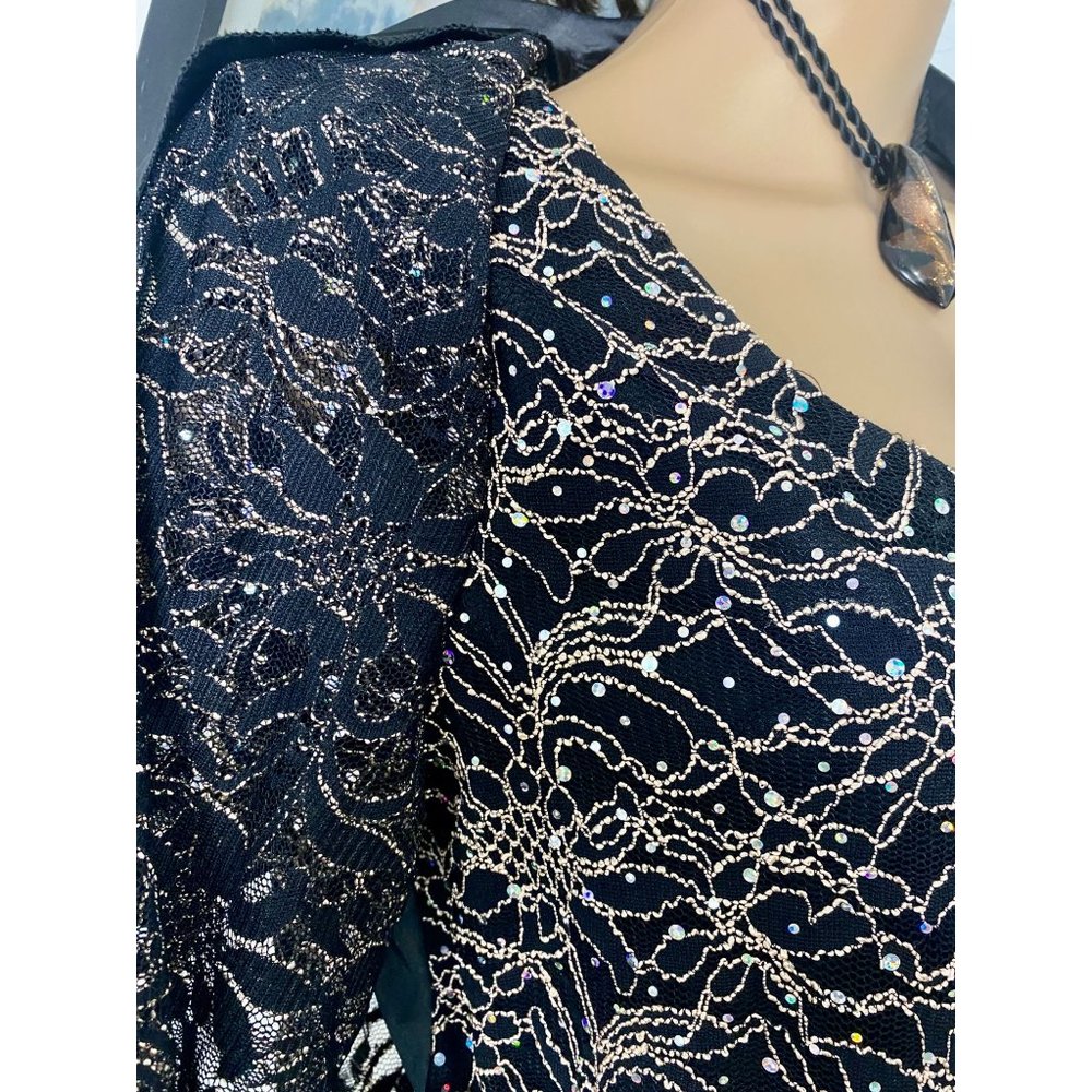 R & M Richards NEW‎ tank shirt jacket lace sparkle sequin Size 14 - Picture 9 of 13